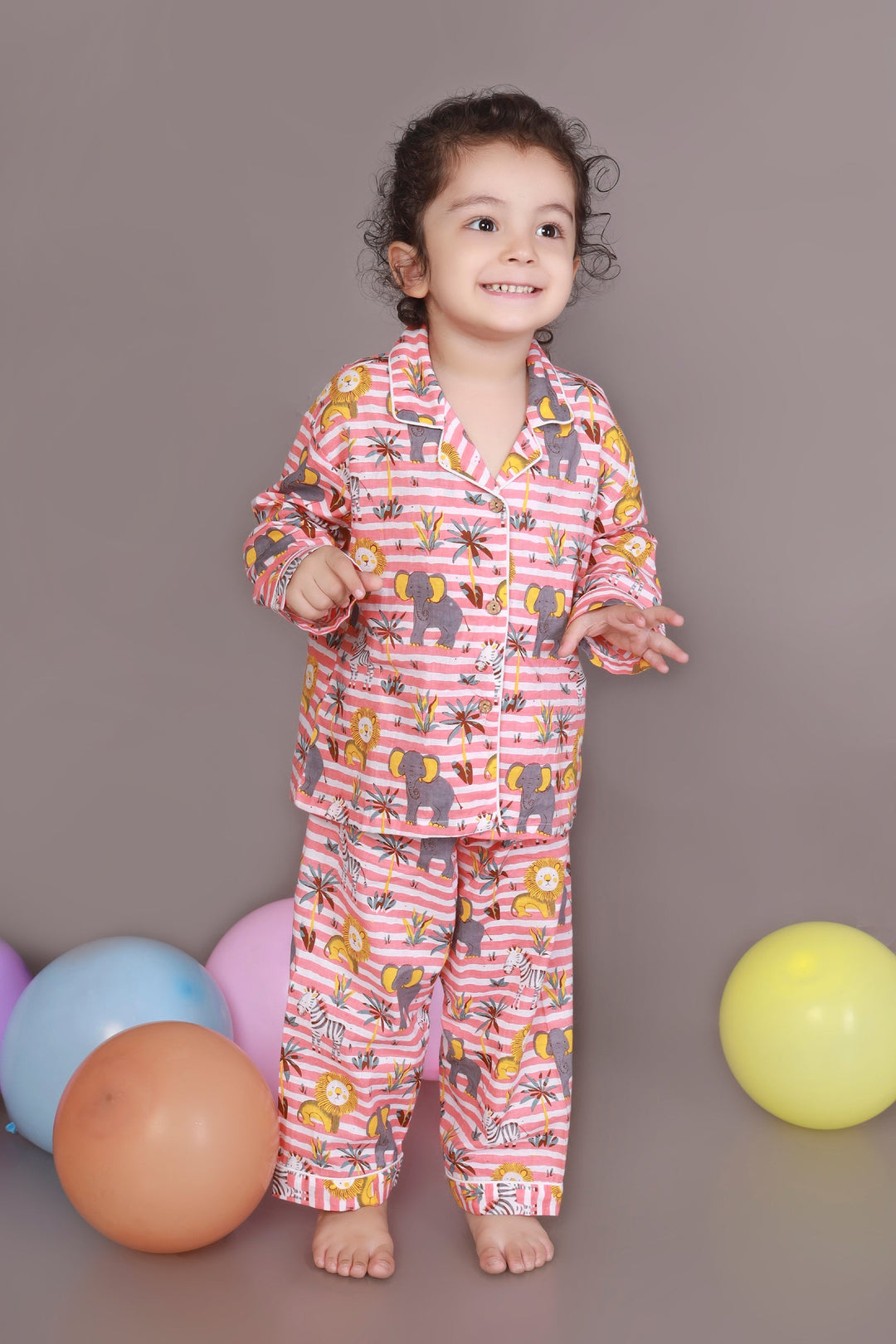 Jungle Book Stripe Print Cotton Shirt & Pyjama Kids Unisexwear Set | SHOBITAM