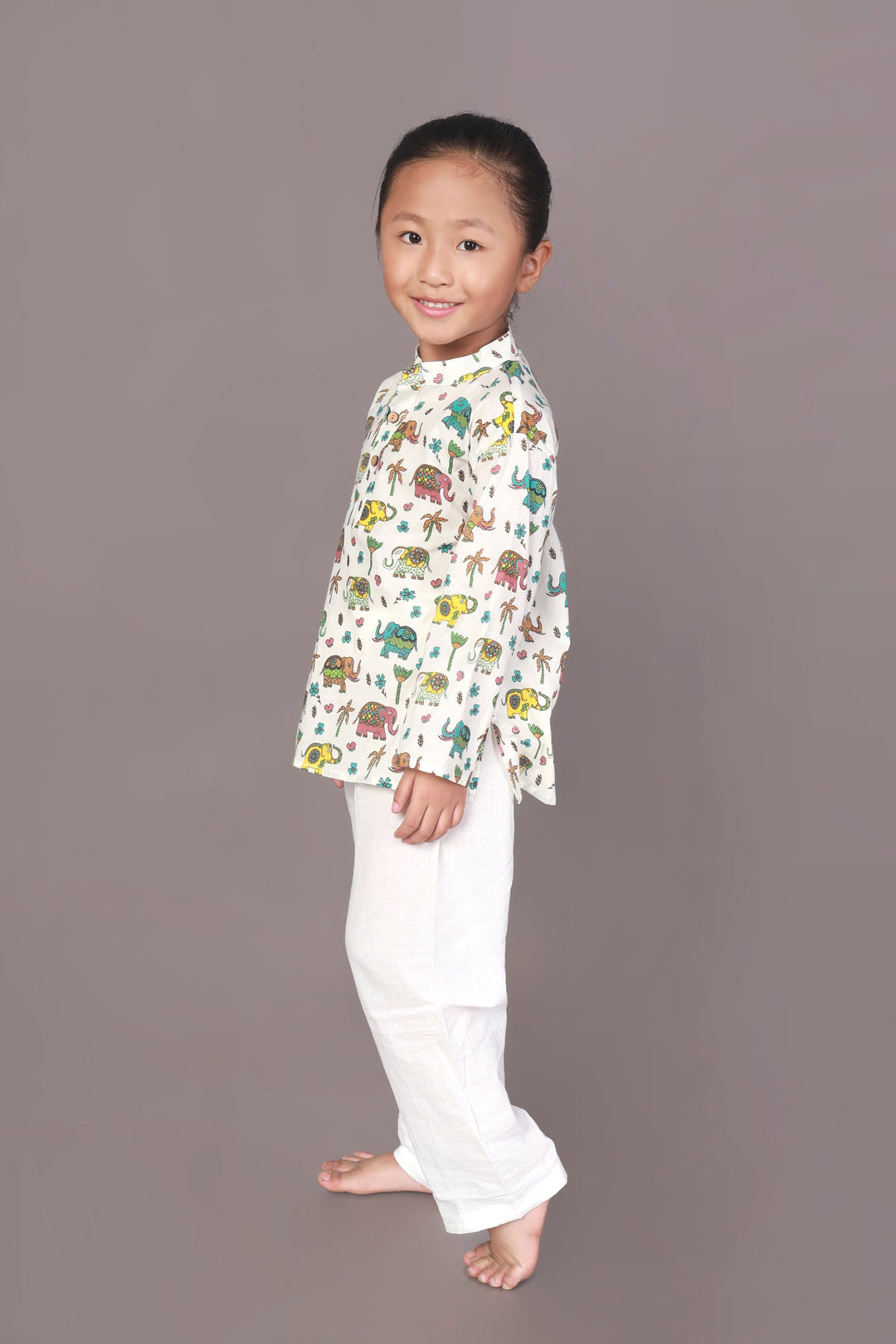 Haathi mere Saathi Elephant Print Kurta Pyjama Nightsuit for Kids Unisex | SHOBITAM