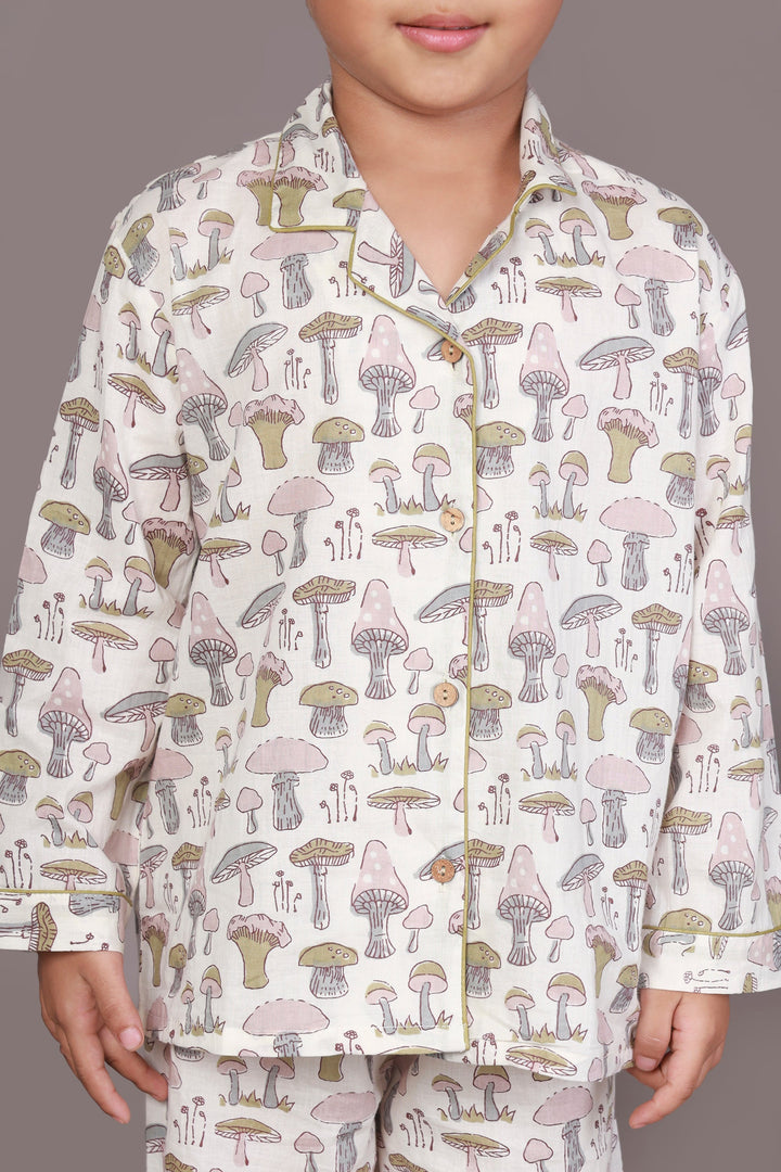 My Mushroom Story Print Shirt & Pyjama Unisex Nightsuit | SHOBITAM