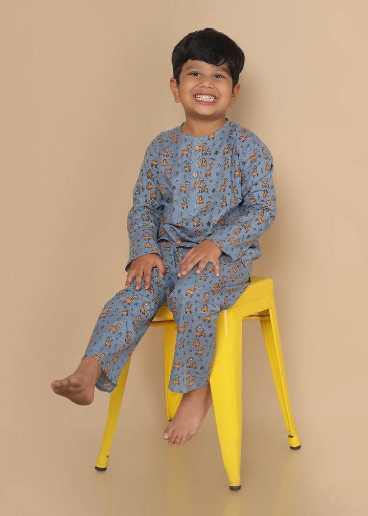 Giraffe Land Cotton Nightsuit | SHOBITAM