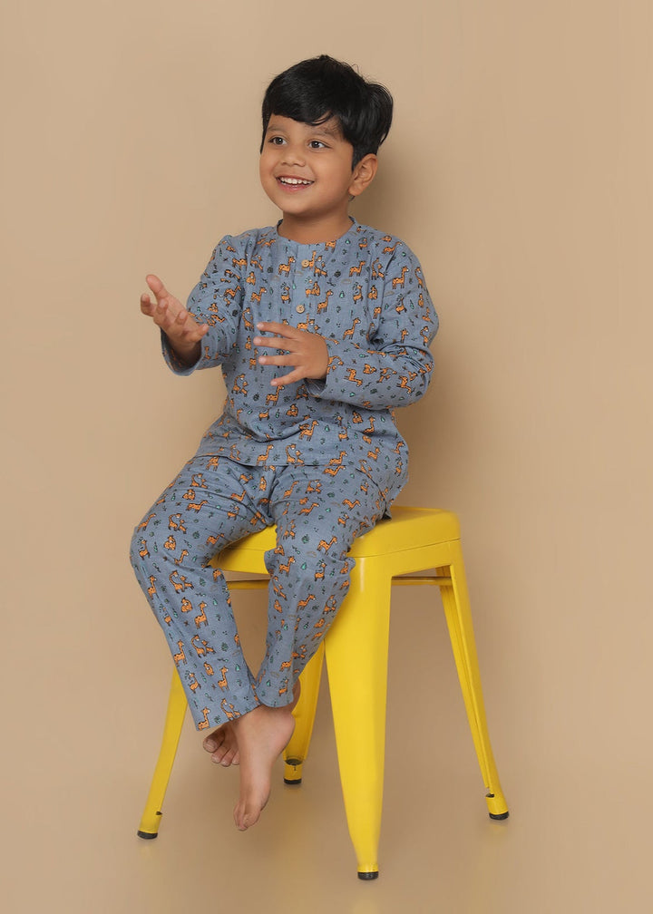 Giraffe Land Cotton Nightsuit | SHOBITAM