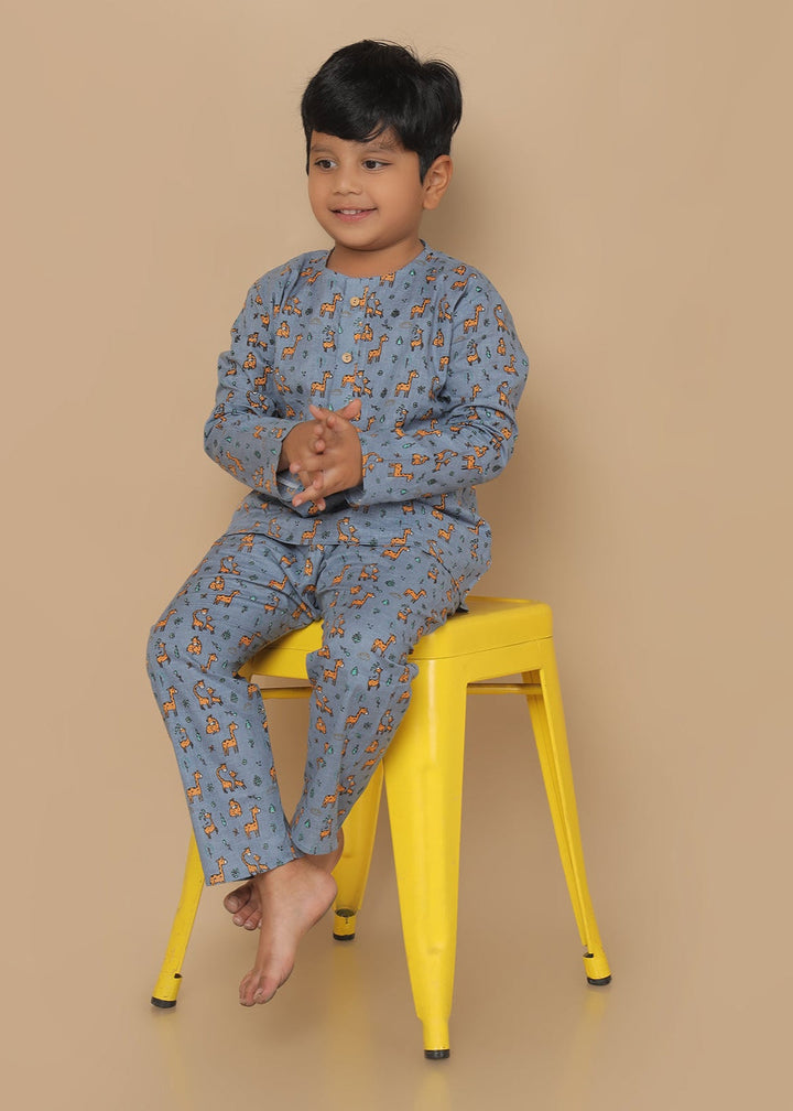 Giraffe Land Cotton Nightsuit | SHOBITAM