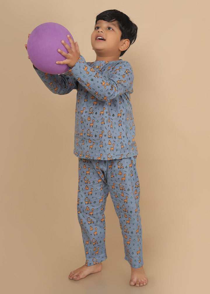 Giraffe Land Cotton Nightsuit | SHOBITAM