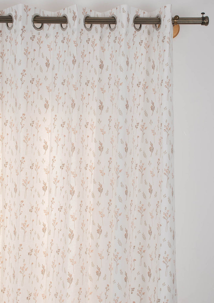Breeze floral pattern 100% cotton curtain for living room - Light Reduction - Orange - Single Piece | SHOBITAM
