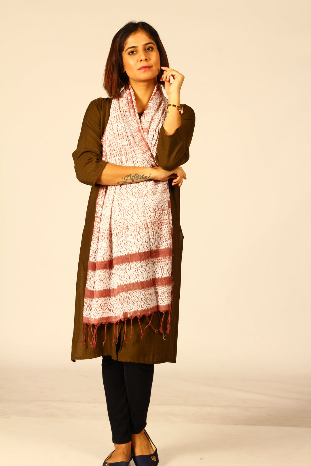 Hand Woven Shibori Cotton Stole | SHOBITAM
