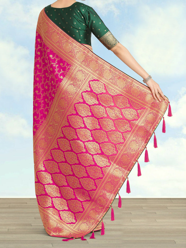 Rani Pink Color Banarasi Silk Saree  | SHOBITAM