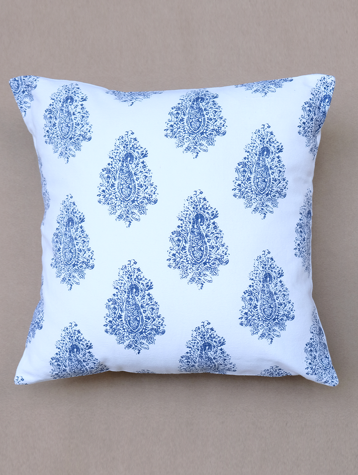Jodhpur Joy: Distressed Print Paisley Pure Cotton Cushion Cover 16"X16'', Single piece