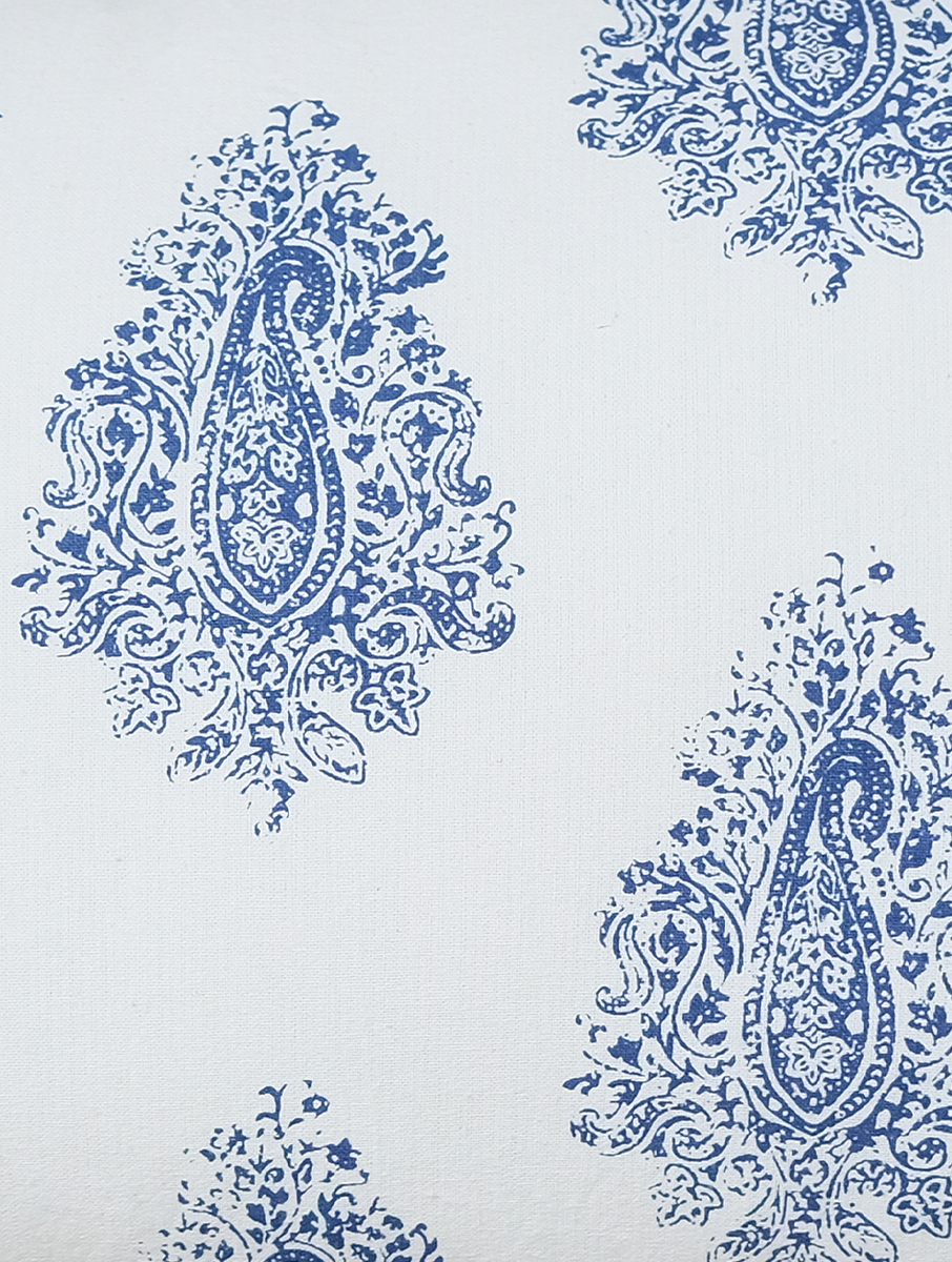 Jodhpur Joy: Distressed Print Paisley Pure Cotton Cushion Cover 16"X16'', Single piece