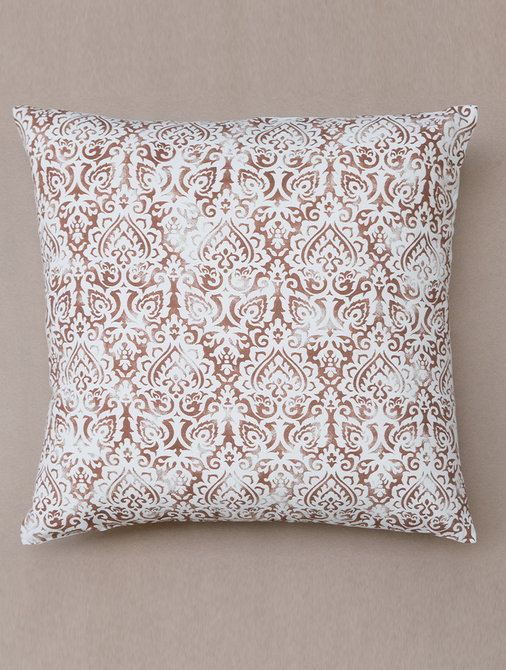 Cream Distress Ornamental Printed Cotton Cushion Cover 18"x18"1 piece