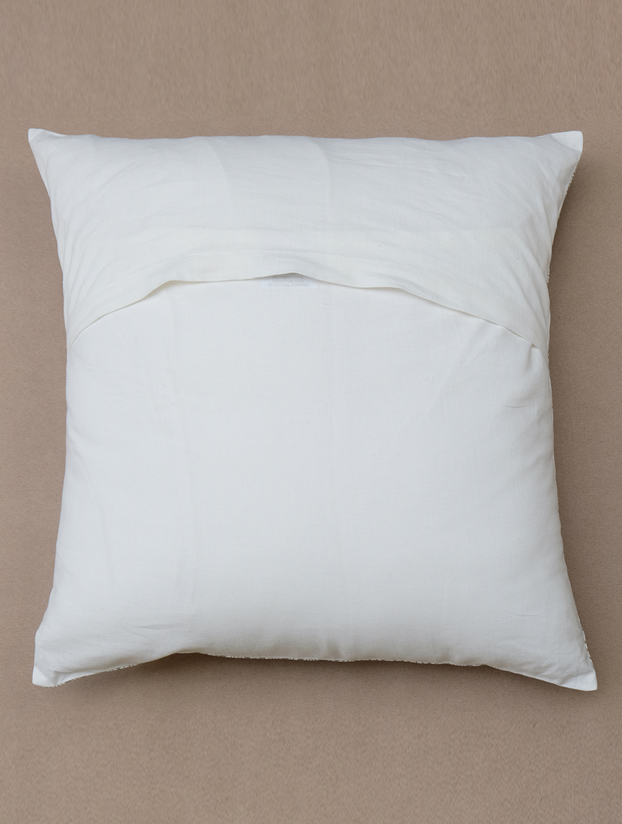 Cream Distress Ornamental Printed Cotton Cushion Cover 18"x18"1 piece