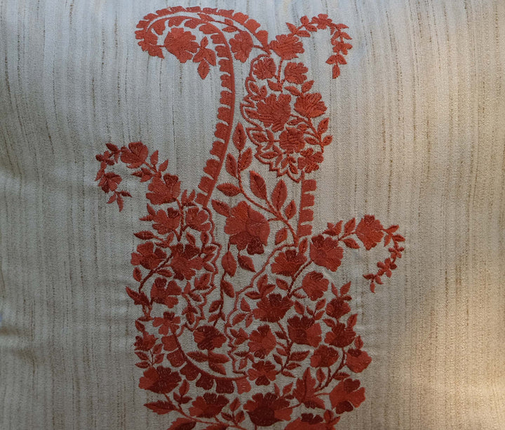 Ambi : Rust Hand Embroidered Cushion Cover 15.5" x 15.5", Single piece