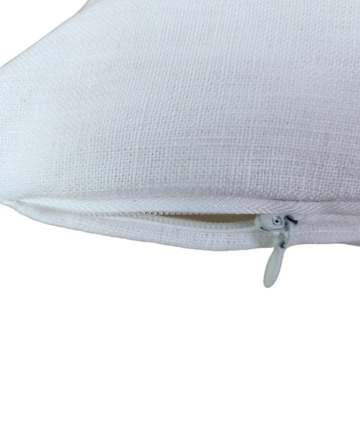 Off White & Yellow Hand Emb Pure Linen Cushion Cover (12x18 In) | SHOBITAM
