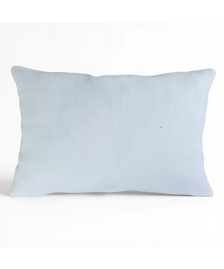 Off White & Yellow Hand Emb Pure Linen Cushion Cover (12x18 In) | SHOBITAM