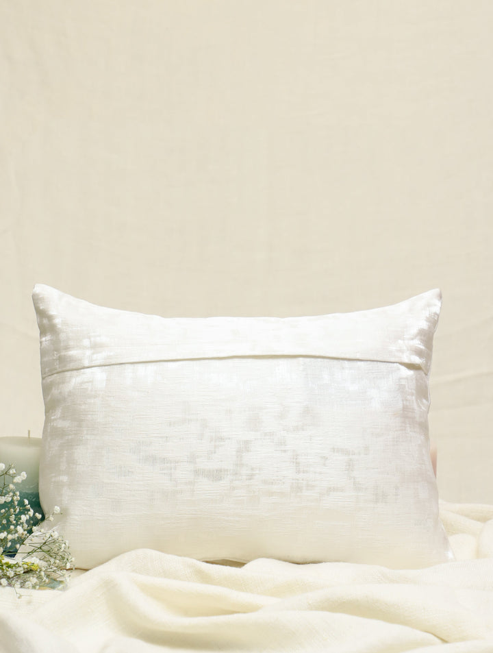 Lavender Garden : Pure Linen Cusion Cover with Hand Embroidered Florals, Size 12 x 18, Single piece