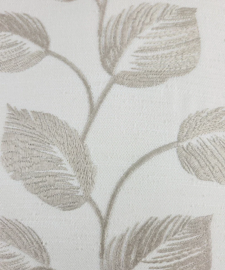 Cream & Beige Leaf All over Embroidered Cotton Cushion Cover (16x16 Inches) | SHOBITAM