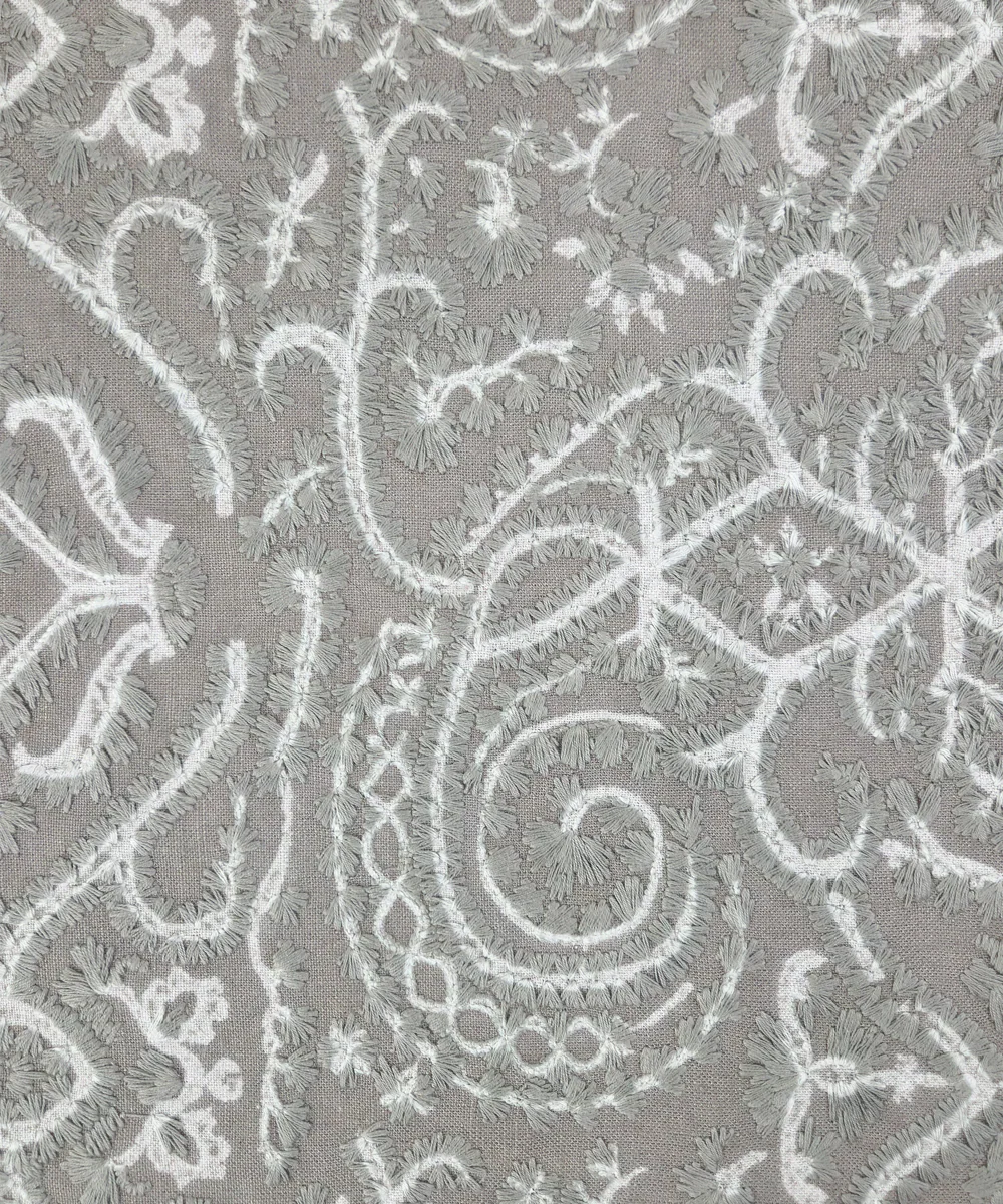 Greyish Green All Over Embroidered Cushion Cover (16x16 Inches) | SHOBITAM