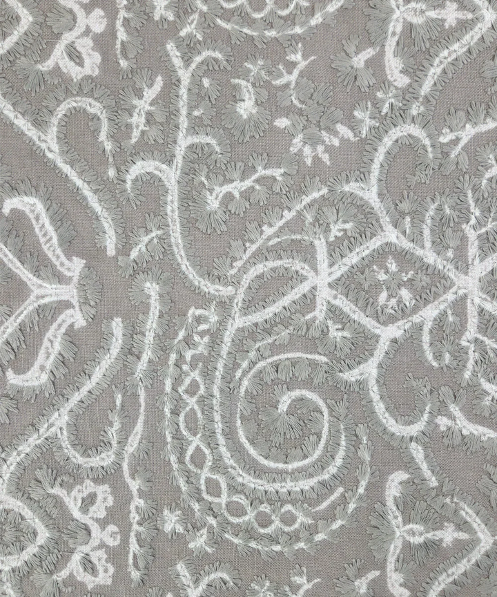 Greyish Green All Over Embroidered Cushion Cover (16x16 Inches) | SHOBITAM