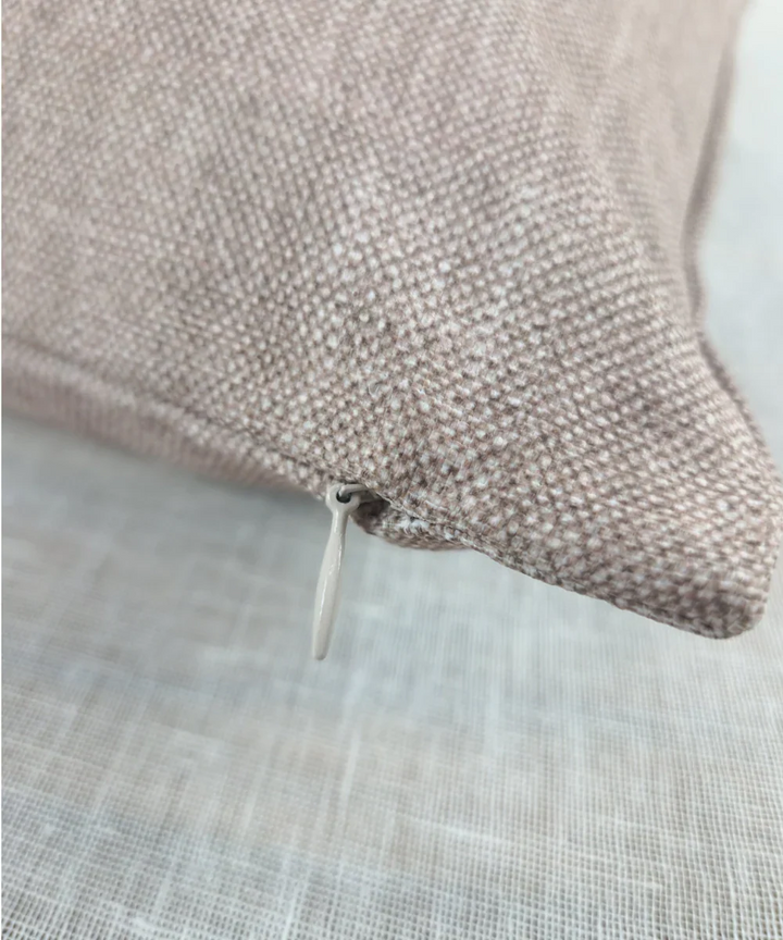 Light Brown Paisley Hand Embroidered Cushion Cover (16 x 16 Inches) | SHOBITAM