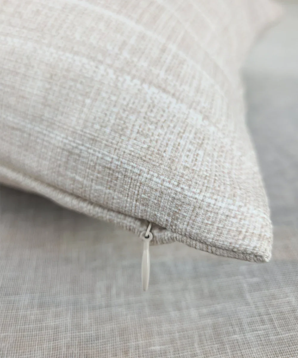 Light Beige & Brown Floral Whisper Hand Embroidered Cushion Cover (12x18 Inches)