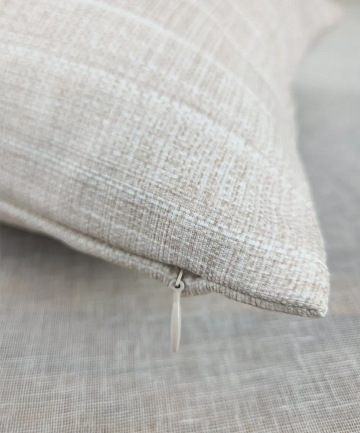 Light Beige & Brown Floral Whisper Hand Embroidered Cushion Cover (12x18 Inches)