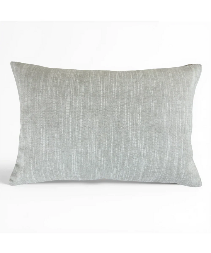 Slate Blue Floral Cotton Slub Embroidered Cushion Cover (12x18 Inches) | SHOBITAM