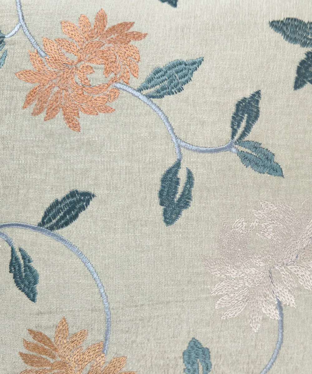 Beige Multi Embroidered All over Cushion Cover (16x16 Inches) | SHOBITAM