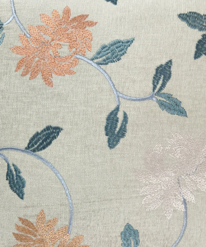 Beige Multi Embroidered All over Cushion Cover (16x16 Inches) | SHOBITAM