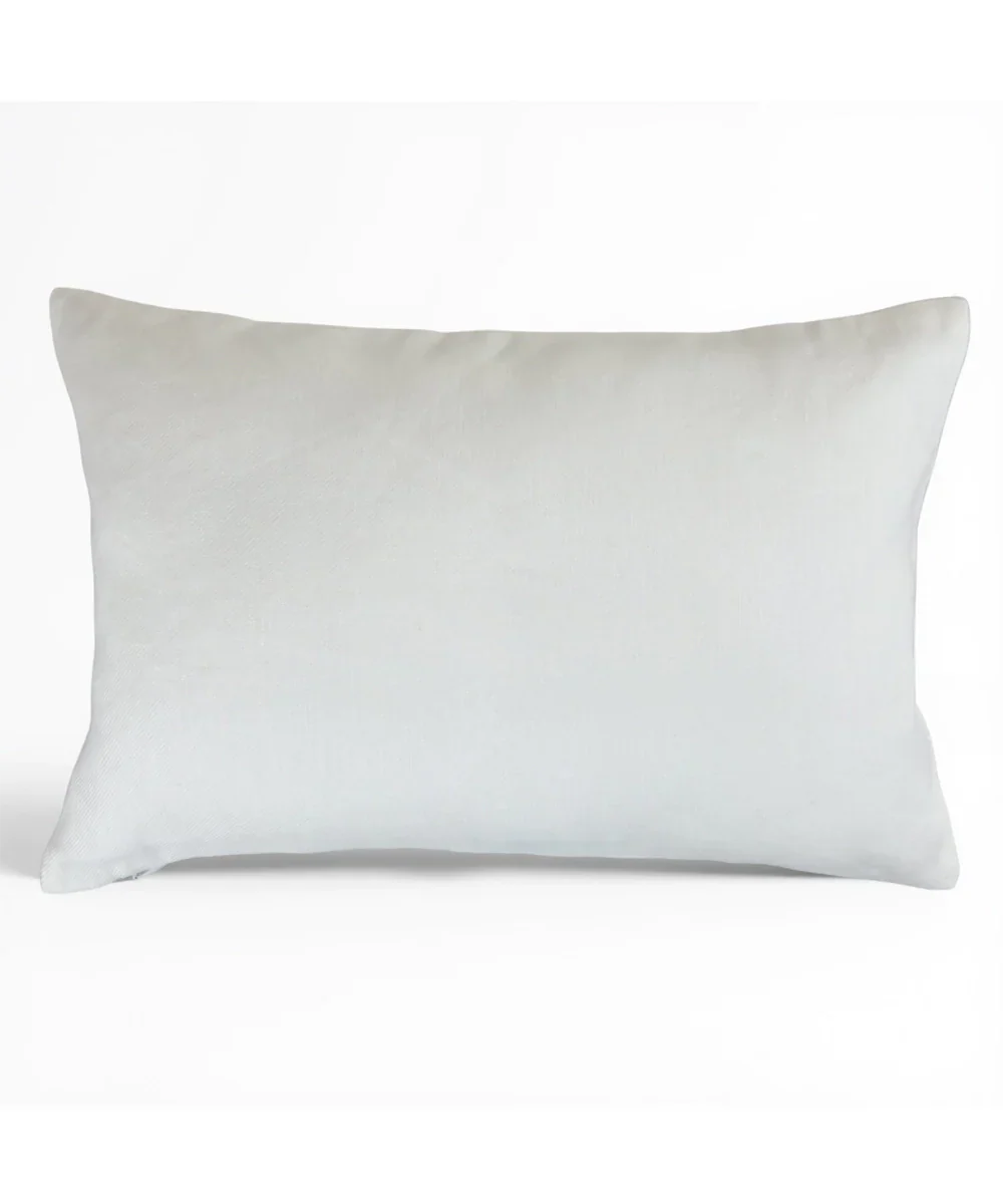 Off White & Blue Floral Hand Embroidered Cushion Cover (12x18 Inches) | SHOBITAM