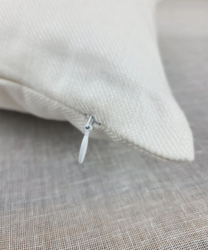 Off White & Blue Floral Hand Embroidered Cushion Cover (12x18 Inches) | SHOBITAM