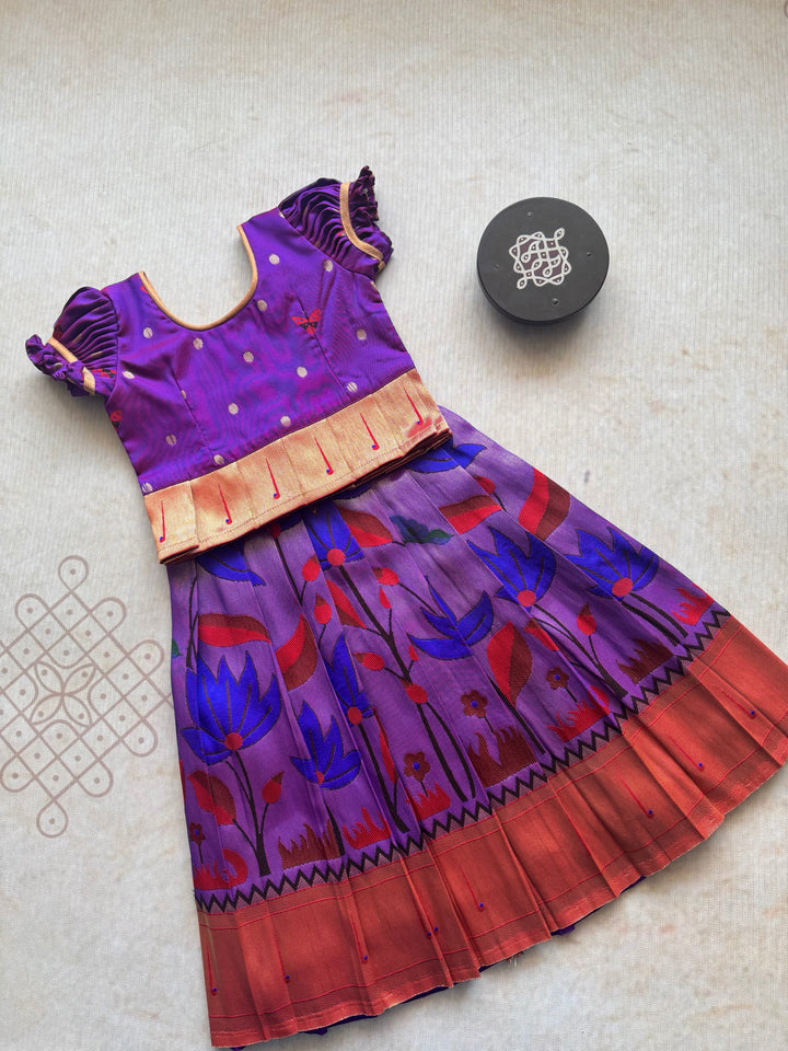 Paithani Skirt with bodice and peplum top RedViolet - Express | SHOBITAM