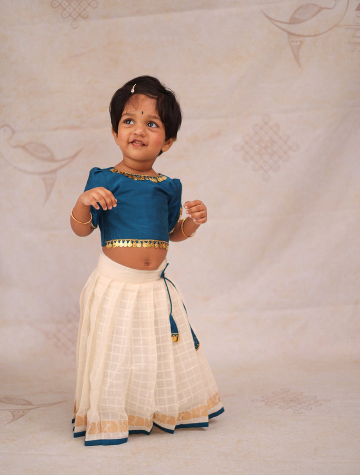 Aabarna Crop top and skirt - Onam Edit Express | SHOBITAM