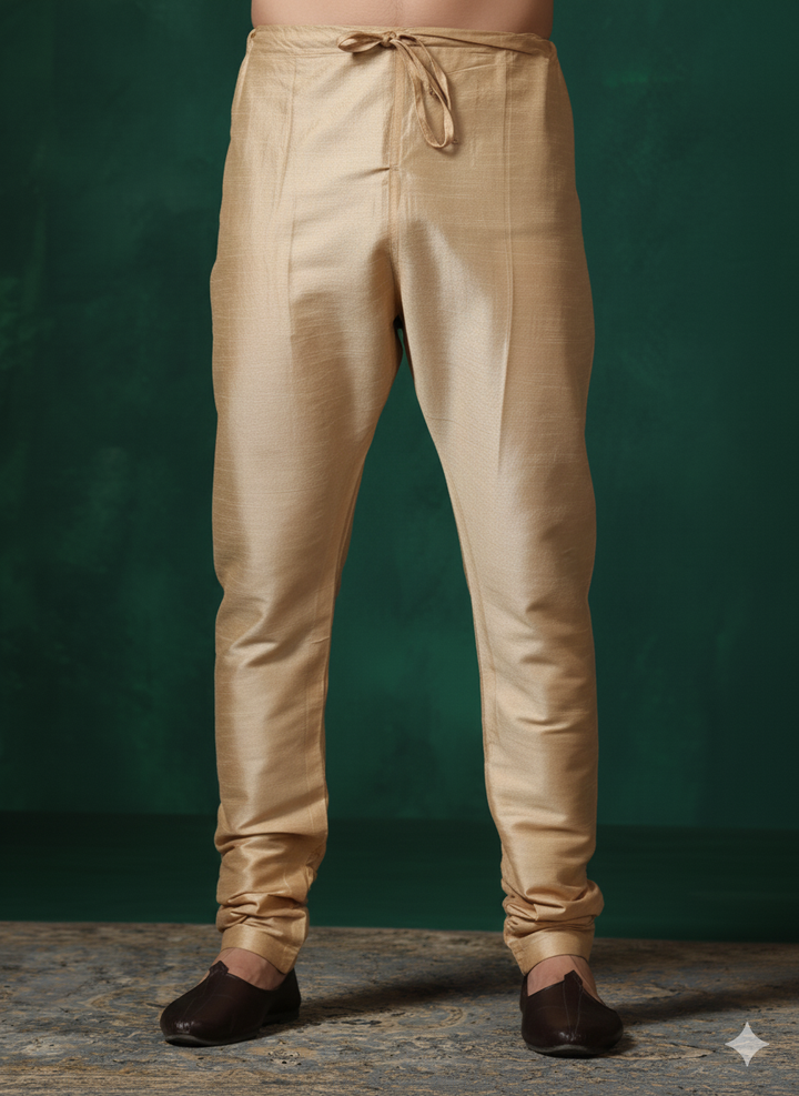 Classic Sandstone Beige Silk Churidar For Men | SHOBITAM