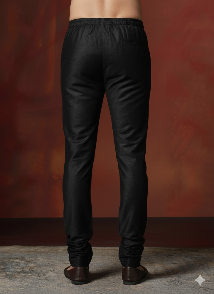 Midnight Onyx Silk Churidar For Men | SHOBITAM