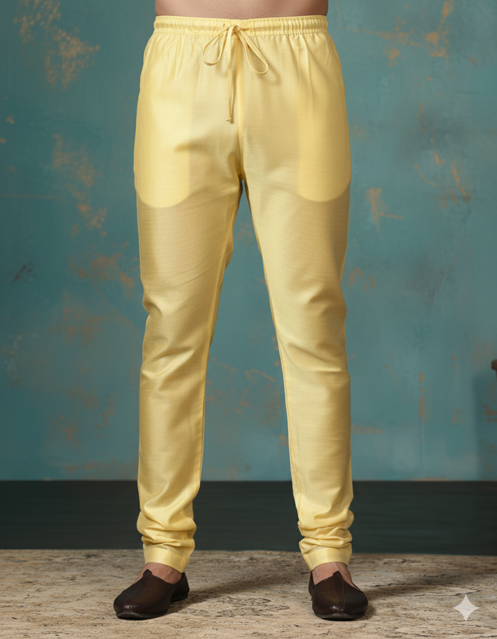Antique Gilded Gold Silk Churidar For Men | SHOBITAM