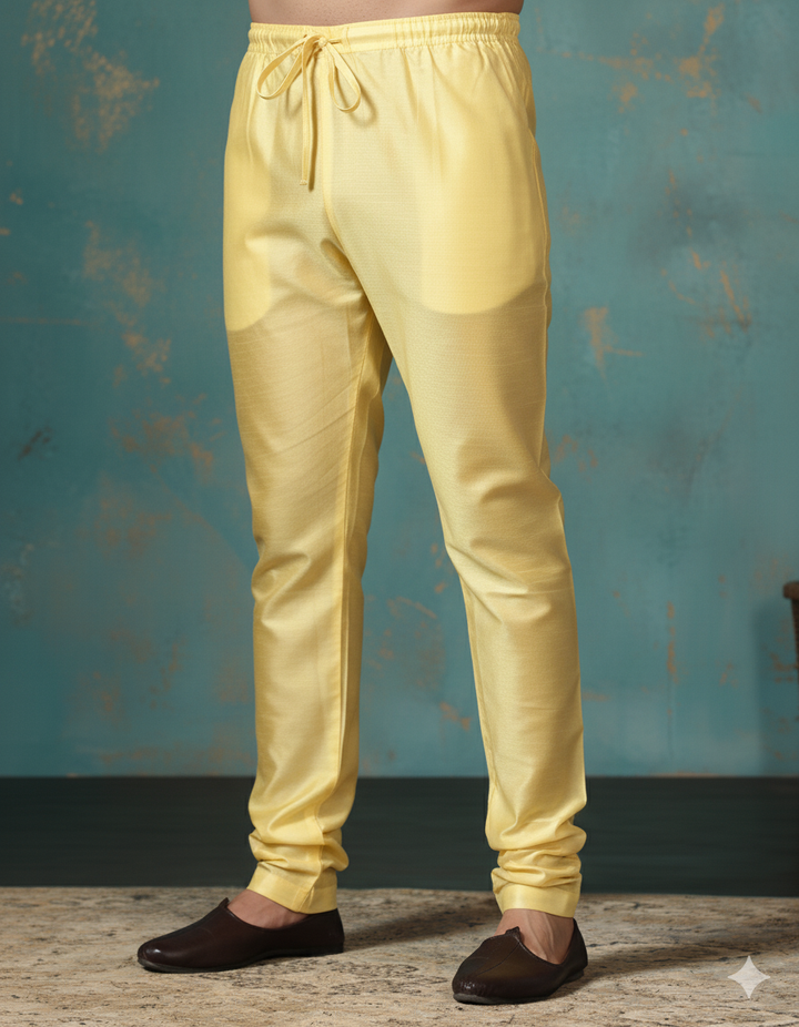 Antique Gilded Gold Silk Churidar For Men | SHOBITAM