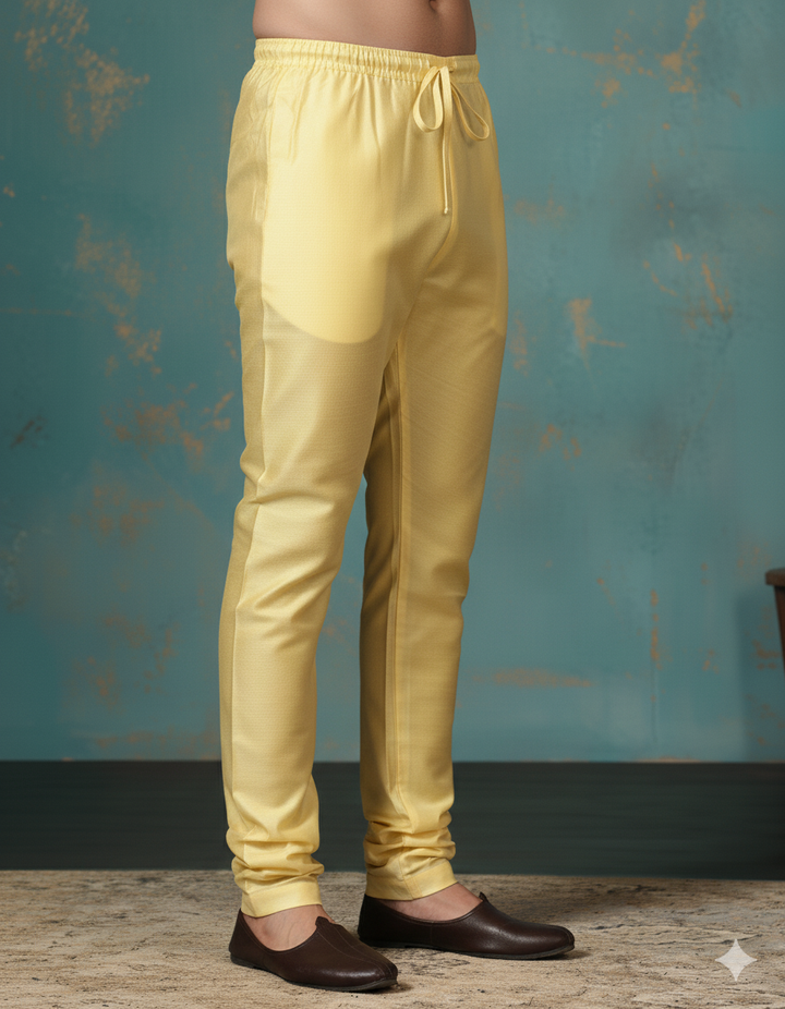Antique Gilded Gold Silk Churidar For Men | SHOBITAM