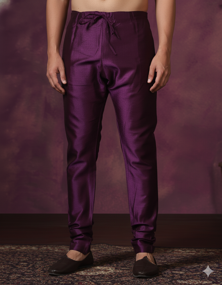 Deep Crimson Wine Silk Churidar For Men | SHOBITAM