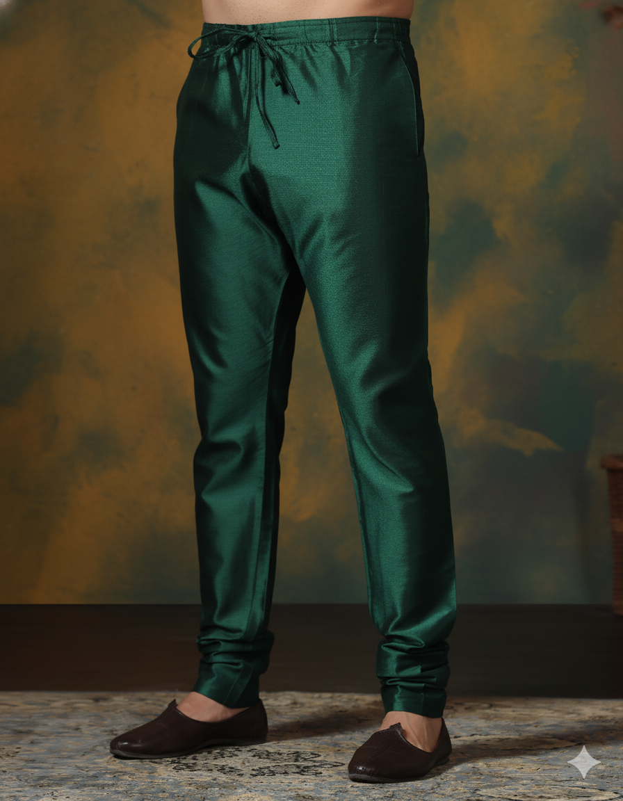 Emerald Forest Silk Churidar For Men | SHOBITAM