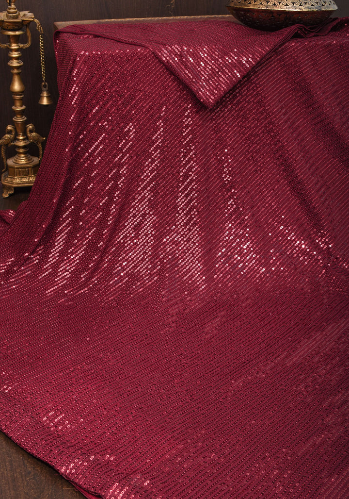 Maroonish Red Sequins Saree in net