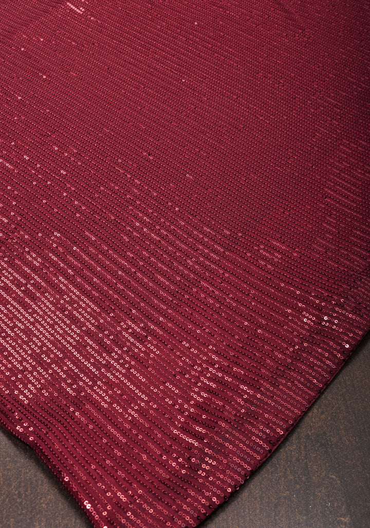 Maroonish Red Sequins Saree in net
