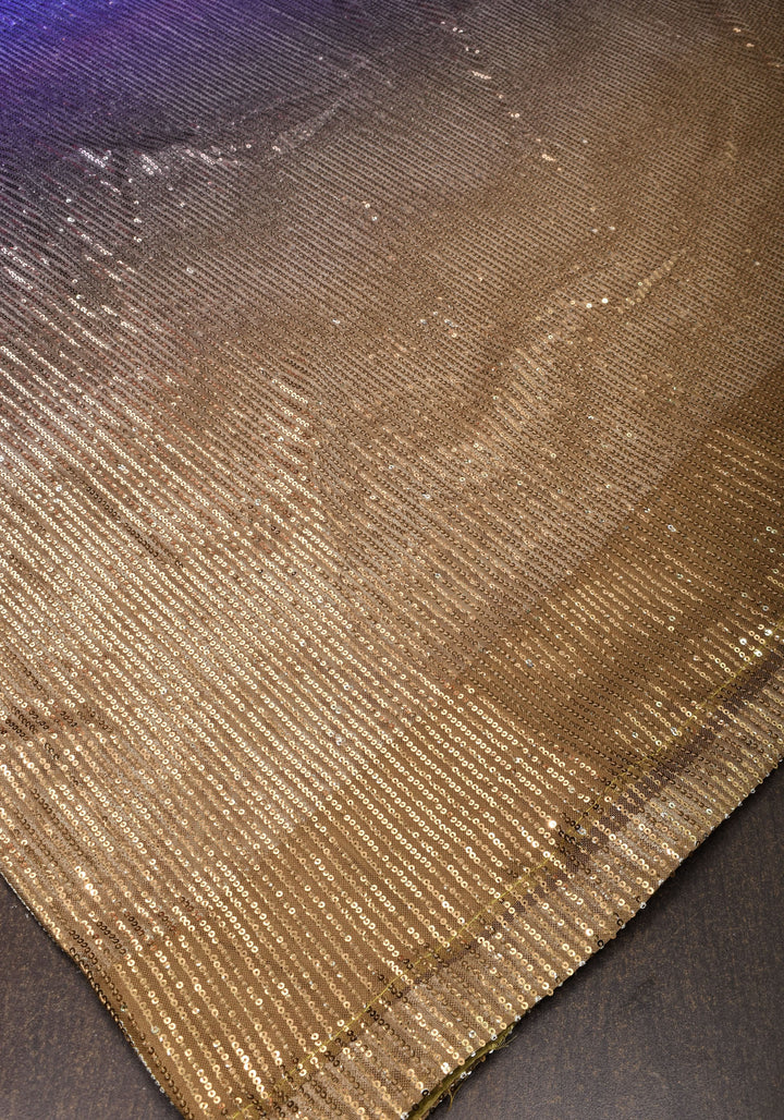Ombre Shaded Sequin on net Saree in Blue and Brown