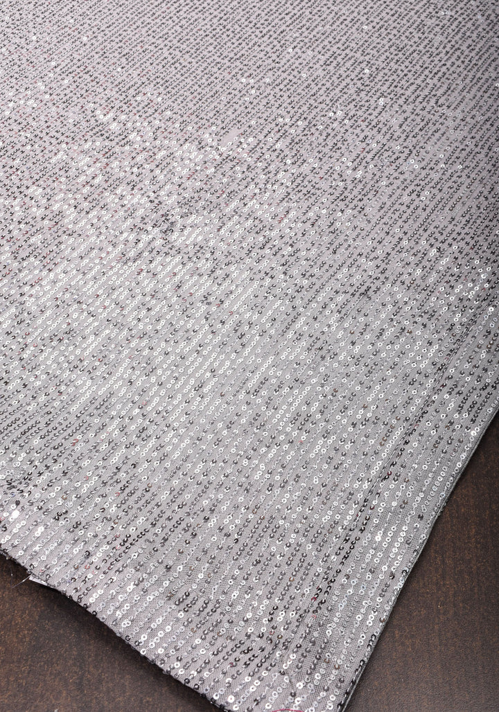 Full Body Sequin on Net Saree in Haze Gray