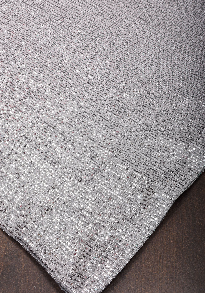 Full Body Sequin on Net Saree in Haze Gray