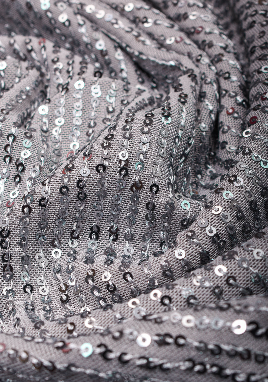 Full Body Sequin on Net Saree in Haze Gray