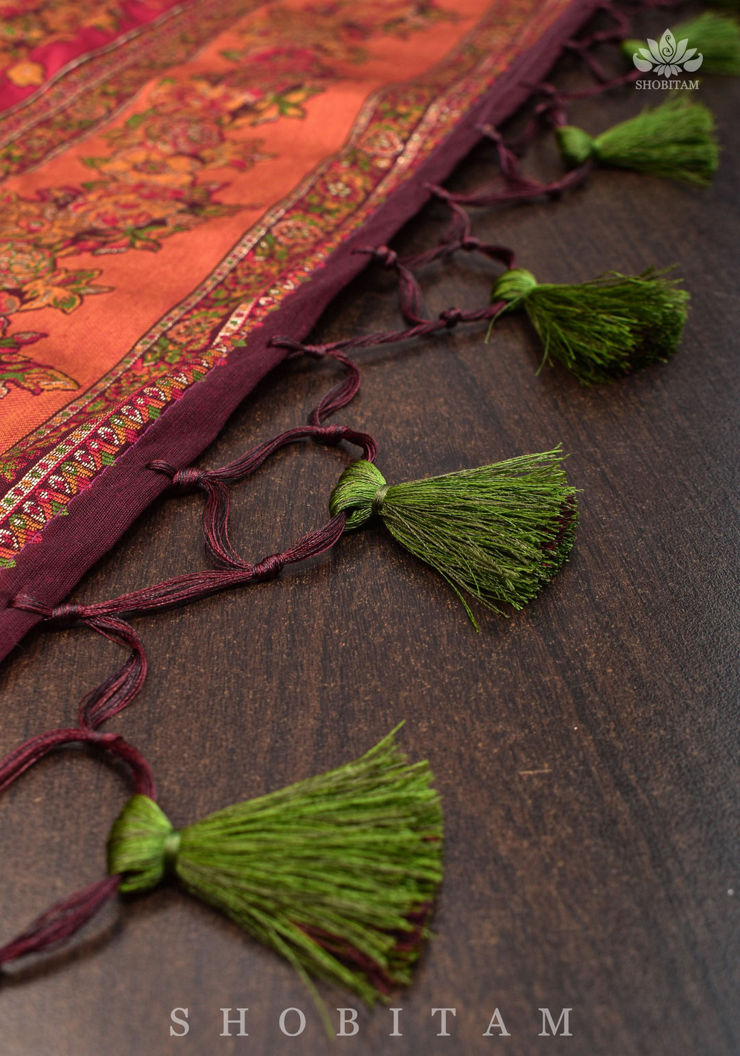 Lovely Kani Design with Floral Jaal in Maroon. Pretty Sarees. | SHOBITAM