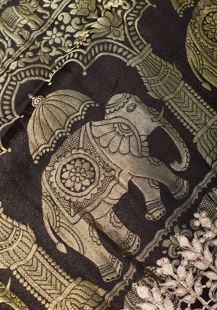 Gajji Silk Saree with Gotta Patti Border and kalamkari Digital Print in Green
