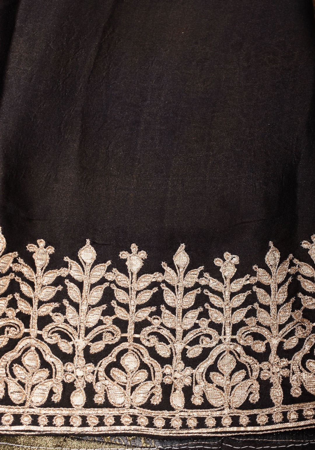 Gajji Silk Saree with Gotta Patti Border and kalamkari Digital Print in Green