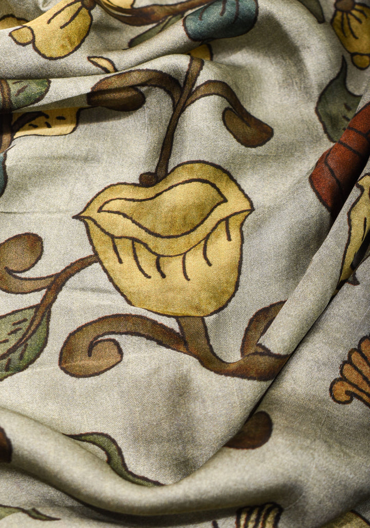 Gajji Silk Saree with Gotta Patti Border and kalamkari Digital Print in Green