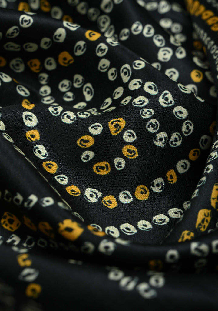 Deep Green Gajji Silk Saree with Bandhni Digital Print and Gotta Patti Borders and Crushed Pallu