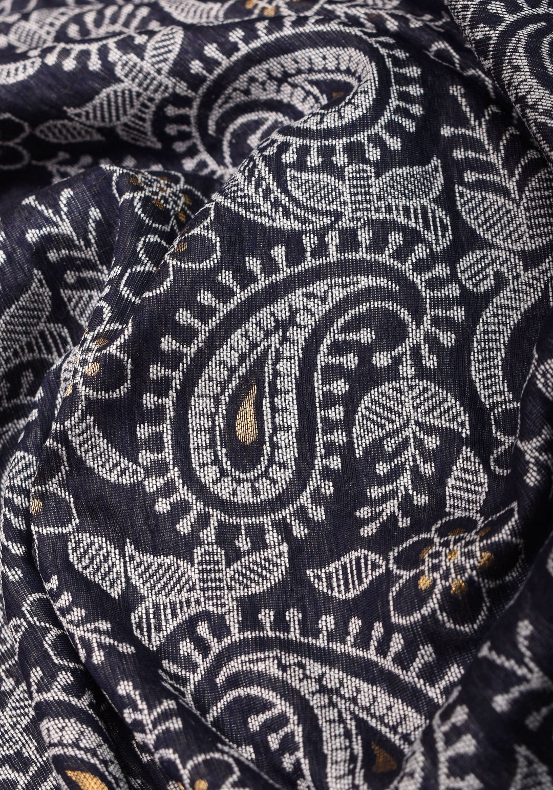 Rayon Saree Paisley woven Motifs on Might Night Blue